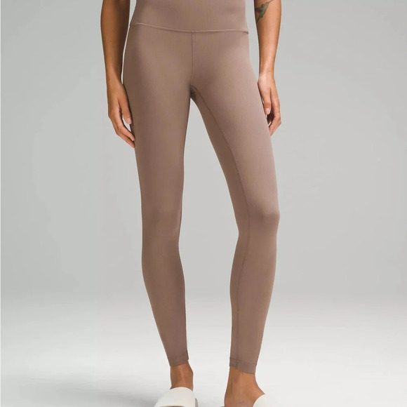 🆕🤎 Lululemon Wunder Train High Rise Ribbed Tight 28” - Taupetastic - Picture 9 of 9